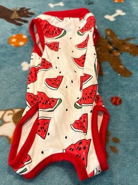 Red Watermelon Print Small Pet Bodysuit xs